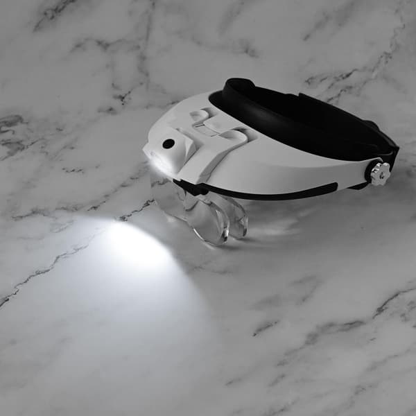 Hodebåren leseforstørrelsesglass LED-lys Håndfri hodebånd belyst forstørrelsesglass