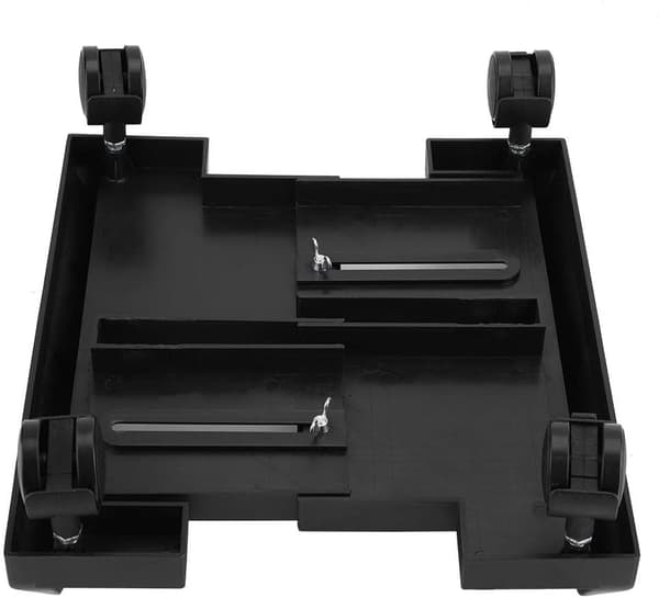 Computer Case Holder, Justerbar Desktop Mainframe Opbevaringsstativ med Bremse (Sort) Black
