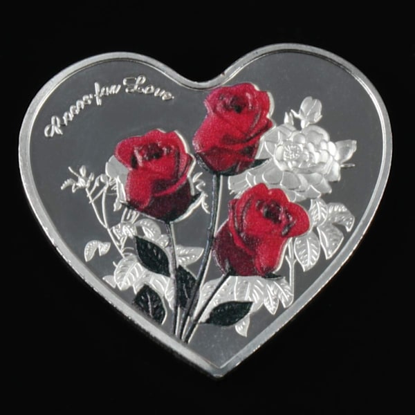 1 st Rose Minnesmynt Hjärtformad Samlingsmynt 52 Språk I Love You Mynt