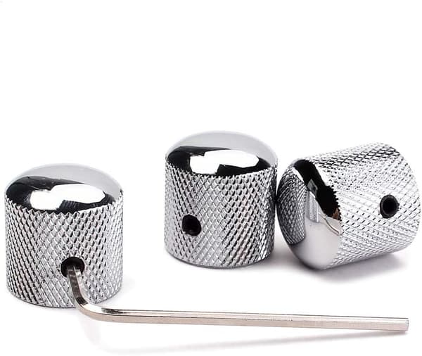Præcisions guitar-knapper 6,0 mm diameter (pakke med 3) - krom silver