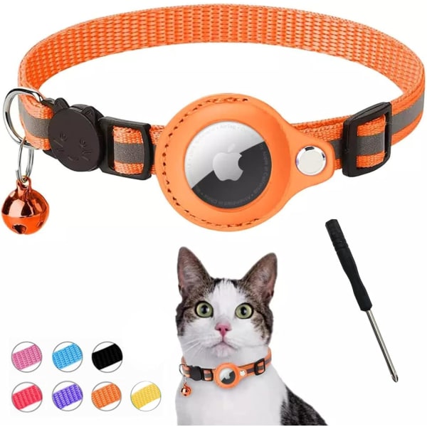 Katt halsband, halsband med anti-stryp säkerhetsslinga för kattunge, katter och små hundar, orange orange