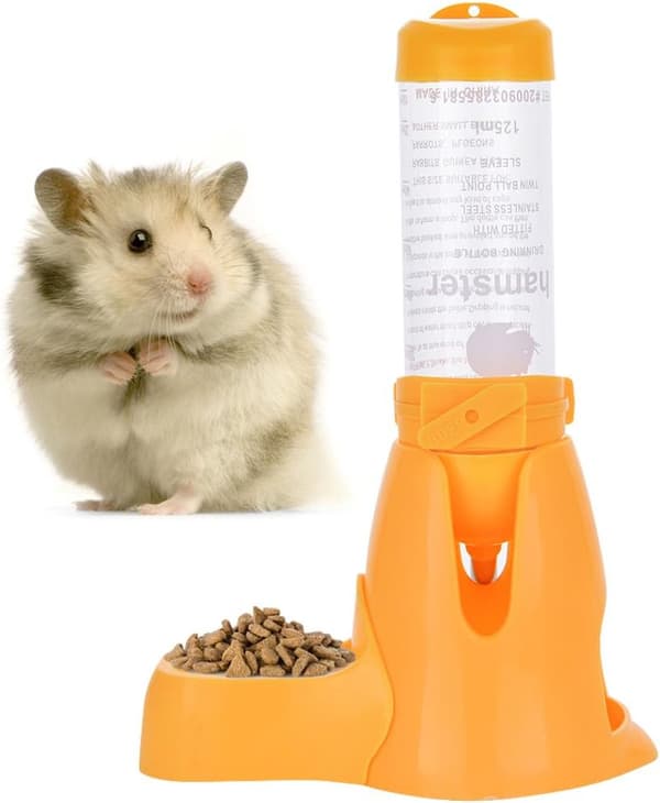 125 ml 3-i-1 Hamster Automatisk Roll-On Drikkedunk Kæledyrsfoderbeholder Base (gul) yellow 125ml