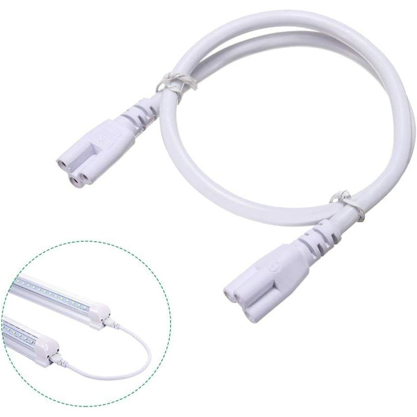 LED-lysrör lampkontakt 3-hålskabel (vit) 2 stycken