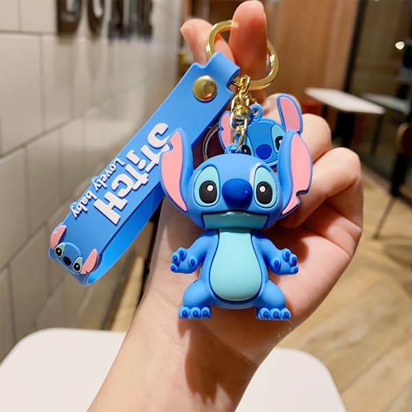 Anime Disney Stitch Nyckelring Dockan Nyckelring Mode Par Väska Blå blue