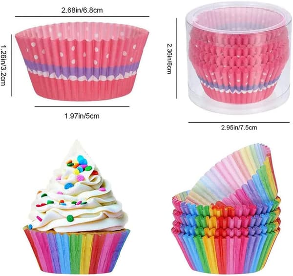 600 stykker muffinforme papir bageforme cupcake regnbue papir faldt liners wrapper