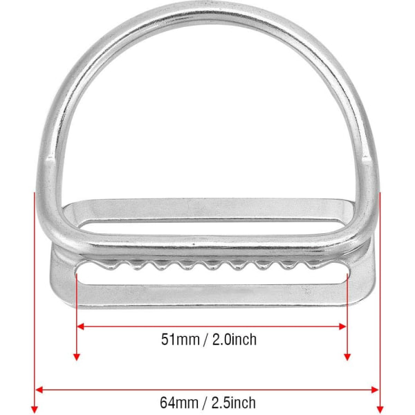 Dykarbältehållare i rostfritt stål, spännhållare, glidspänne med D-ring