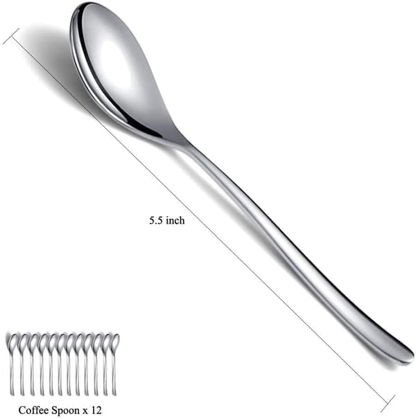 5,5 tommer mini kaffeske i rustfrit stål køkkenbestik 12 stk (sølv) Silver