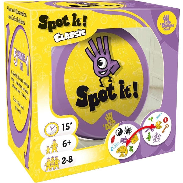 Upptäck det! Klassiskt kortspel | Spel för barn | Ålder 6+ | 2 till 8 spelare | Genomsnittlig speltid 15 minuter | Lila och gula förpackningar | Tillverkad av Zygomatic