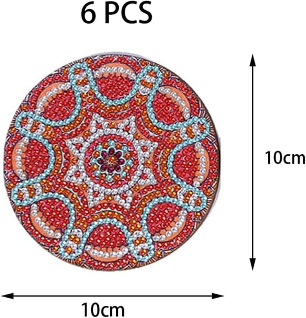 6 stykker diamantkunstskilte med støtte, diamantmaling, DIY mandala-herrer