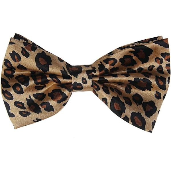 Unisex hängslen fluga set bred leopardmönster justerbar 3 clip-on Y-rygg bälte, gul color 1