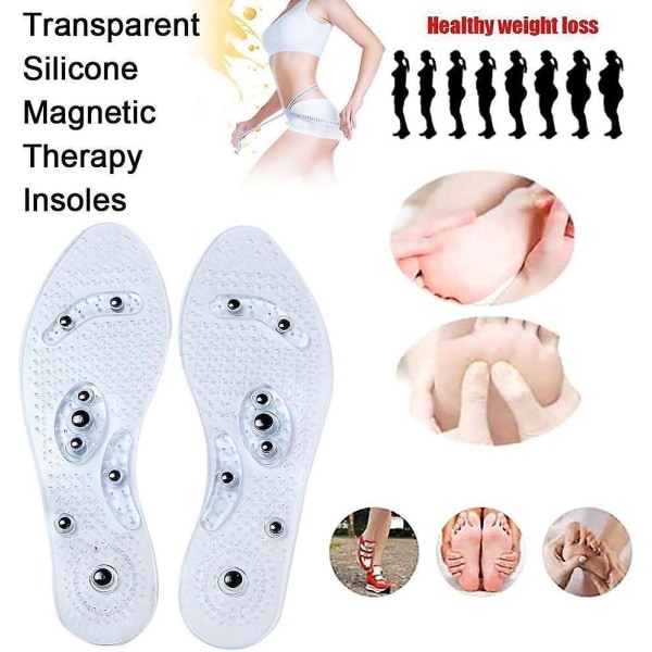 Magnetiska innersulor med akupressur, tryckpunktsreflexologi innersulor (27 cm)