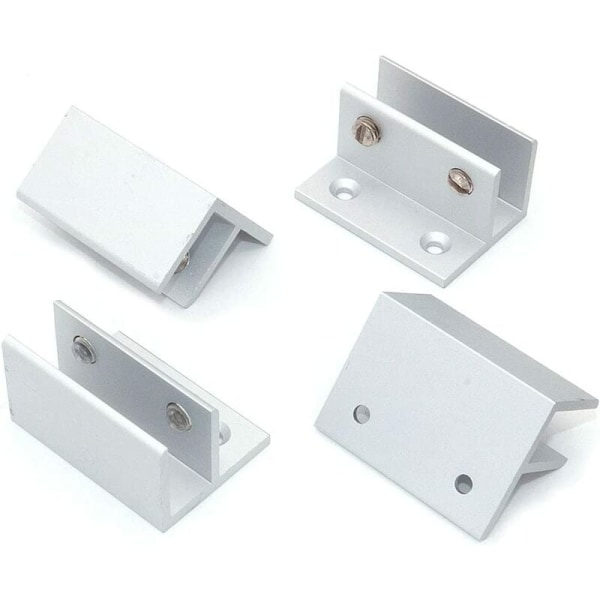 4-pack F-formade glasklämmor, väggmontering, duschklämmor, hylla, panelklämmor 10-12 mm