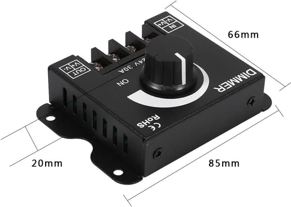 Dæmpningscontroller, 12V-24V 30A LED-kontakt Manuel betjening LED-strip monokrom