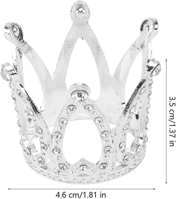 2 stk. kronekaketopper Bursdag Bryllupskake Mini Kronepynt Festivalfest (sølv) Silver
