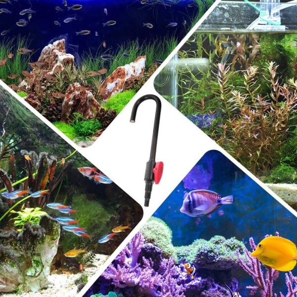 Aquariumskrokvattenväxlare, hängande akvariumvakuumvattenfyllare med flödesbrytare för 1/2" 5/8" 3/4"