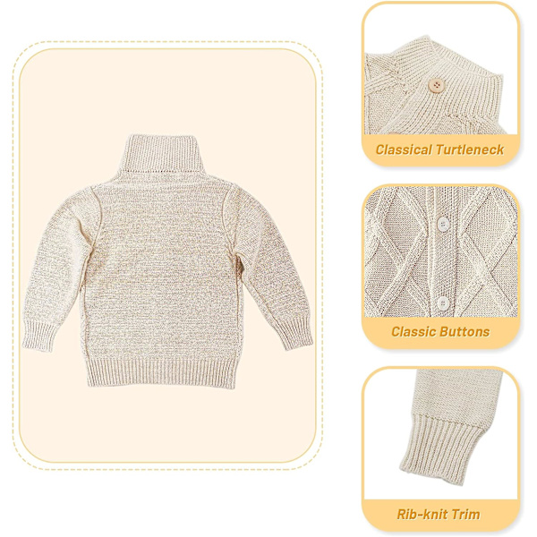 Baby Stickad Tröja Flicka Mjuka Outfits Toddler Stickade Tröjor Pojke Vinter Cardigan Barn Långärmad för Spädbarn, Storlek:L apricot 120 cm