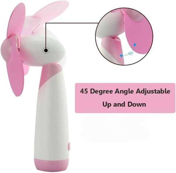Mini håndholdt ventilator, bærbar køleventilator, elektrisk ventilator med bløde skumblade til udendørs brug (pink)