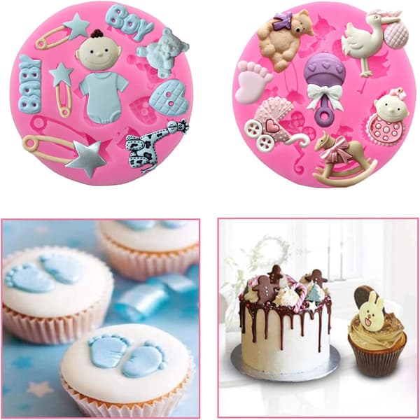 2 stk. chokolade søde forme 3D babyfødder form baby DIY kage bageværktøj