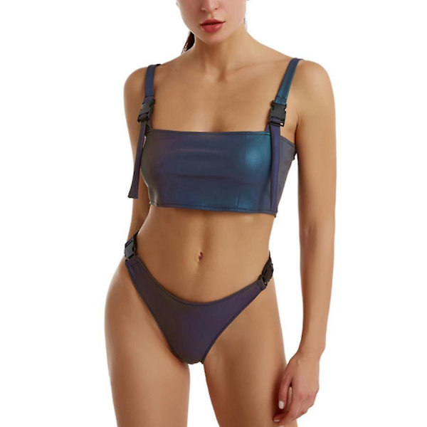 Baddräkt Bikini Set Färgglad glödande baddräkt Two Piece Bikini XS xs