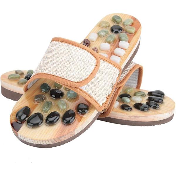 Akupressur fotmassage, reflexologimassage sandaler, tofflor med stenar (storlek: 42) 42
