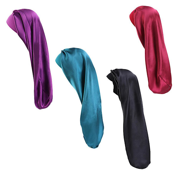Bred Brätte Lång Flätad Satin Stretch Dam Nattmössor (B) 4 stycken