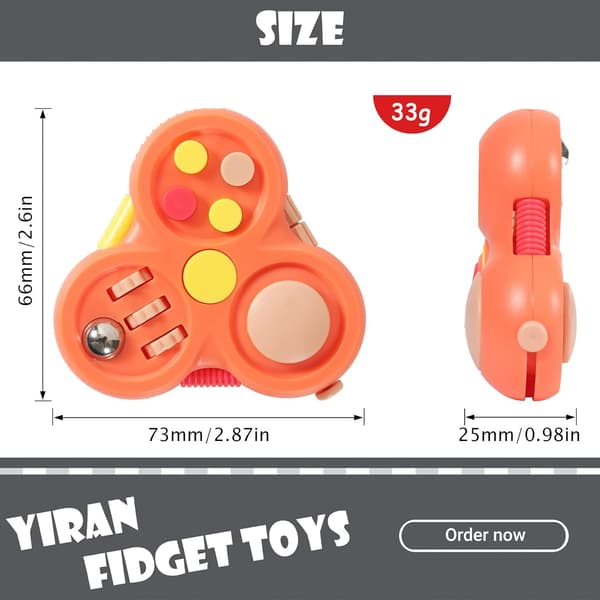 Fidget Pad Legetøj med 13 Fidget Funktioner, Controller Stressreducer, til Stresslindring, Angst, ADHD (sort) black