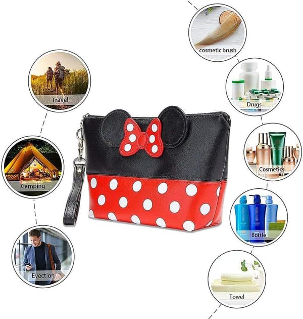Letvægts håndtaske til damer Mickey Bow Dot Makeup Organizer (sort) Black