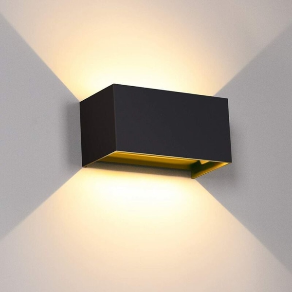 Svart 24W varmvit utomhusvägglampa vattentät modern minimalistisk vardagsrum superljus LED-dimning, för inomhus och utomhus
