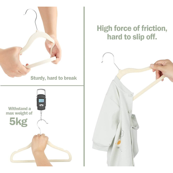 20 st Baby Anti-Slip Klädhängare Slim Space Saving 360° Swivel Hook (rosa)