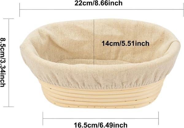 2 st 8 tum oval lång Banneton stigande rottingkorg och foder för professionella och hembagare
