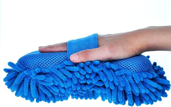 Bilvaskehandske Chenille Mikrofiber med Svamp Fnugfri Ridsefri 2-pak