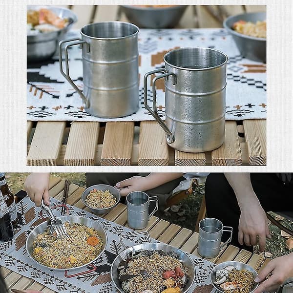 Vattenkopp, 304 Utomhus Camping Kopp Set Bärbar Bergsklättring Vandring Koppar Vandring Matlagning Mugg