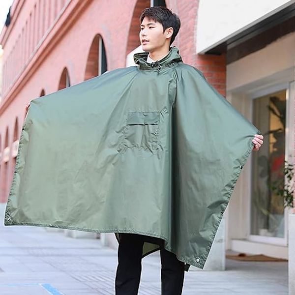 Regnponcho Vuxen Vattentät Återanvändbar Regnkappa Solskydd Tarp för Utomhus Vandring Camping Resor（Armégrön）