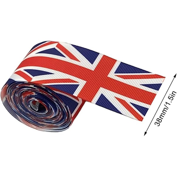 Rullband, 38 mm brittisk flaggband för drottningens jubileumsfester hantverk DIY-tillbehör