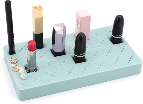 Læbestiftholder, opbevaringsløsning til makeup, 36 rum silikone læbestift displaystander (blå) Blue