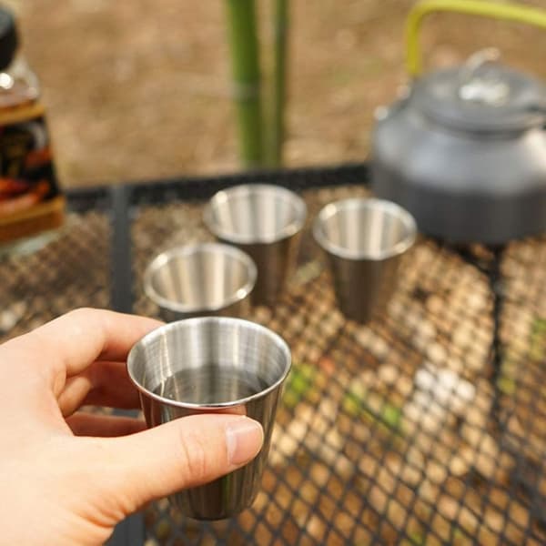 4-pak snapseglas i rustfrit stål 100 ml genanvendeligt snapseglas metalsnapseglas med pose bærbart