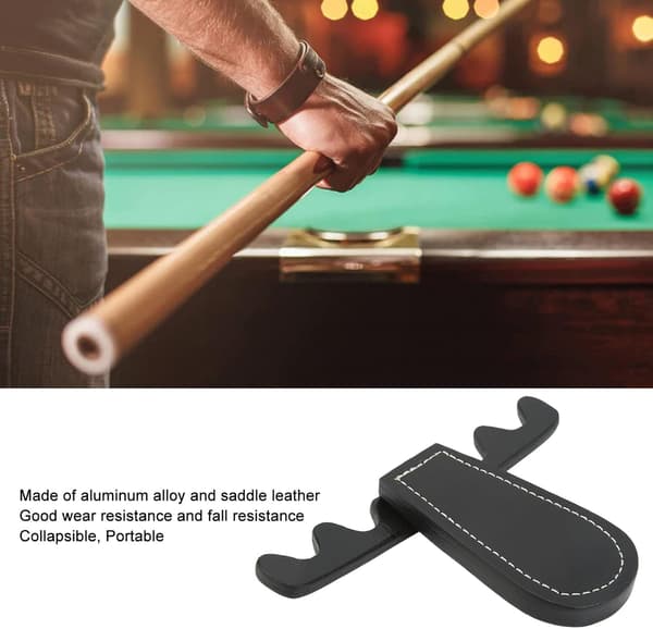 Bærbar foldbar køholder holder 4 køer mod bord, sadellæder billardkøholder pool