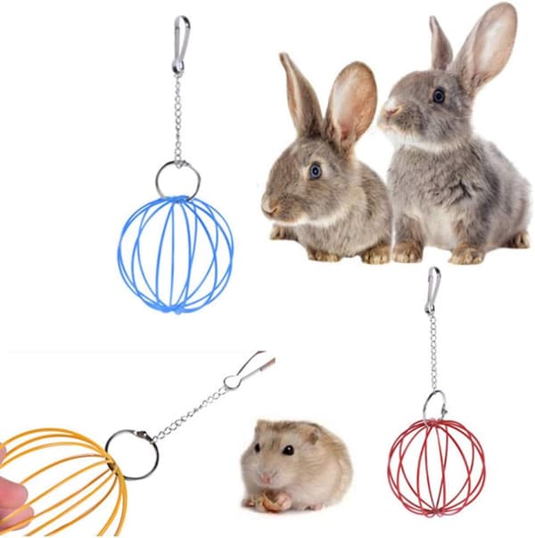 8,5 cm hængbar hamsterfoderbold kæledyrsfoderautomat 2 stk (pink+blå) Pink+Blue