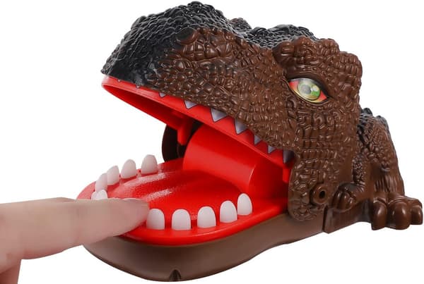 Interaktiv dinosaur-bitende finger-trikseleke for barn