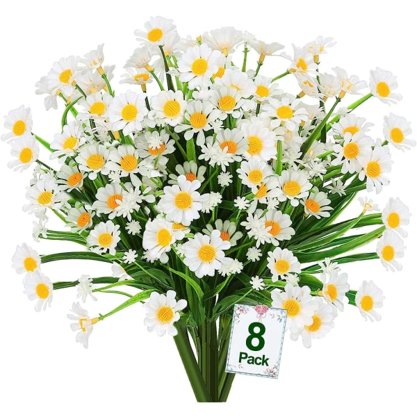 Simulerad växt Daisy konstgjord blomma Hem blomma dekorationer (vit) 8 stycken White