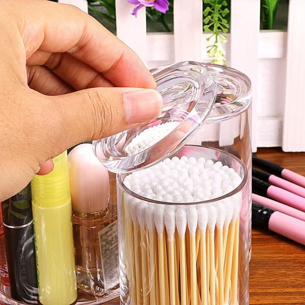 3 roms Qtip bomullsballholder Akryl Qtip-dispenser, tanntrådsvampdispenser, baderomsoppbevaring