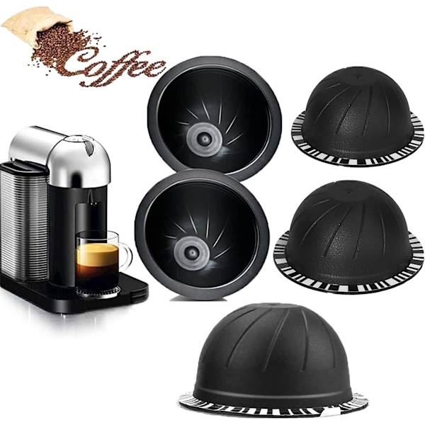 5 st återanvändbara Vertuo-pods, påfyllningsbara kaffekapslar (svart 230 ml, 5) black