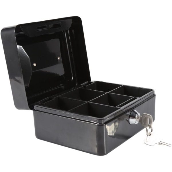 Säkerhetsbox med nyckel Mini Bärbar Låsbar Cash Money Coin Hushåll(5,9 x 4,72 x 2,95 tum)(svart) black