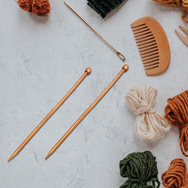 2 st bambu stickningsnålar set raka enkelspetsade stickningsnål längd 14 tum(8 mm)