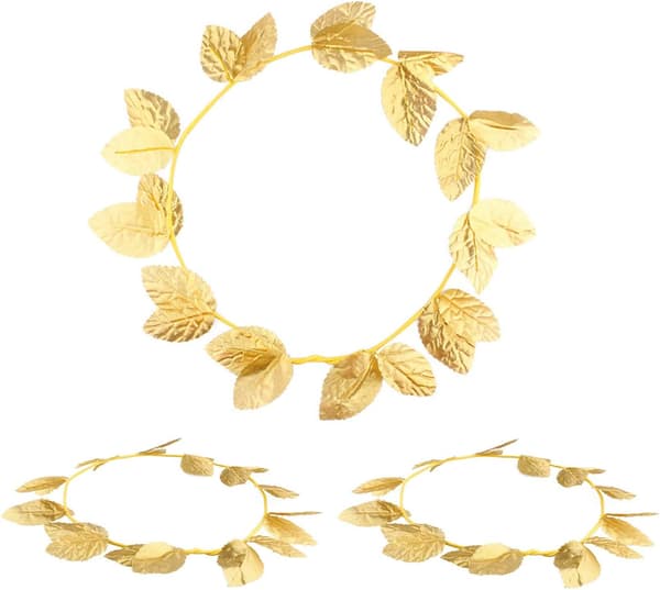 3 stk. krans gullbladkrone tiara cosplay maskerade tilbehør (gull)