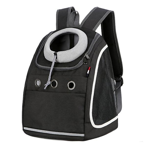 Ryggsäck för husdjur, bärbar, andningsbar, för resor, 37 x 24 x 42 cm (svart) black