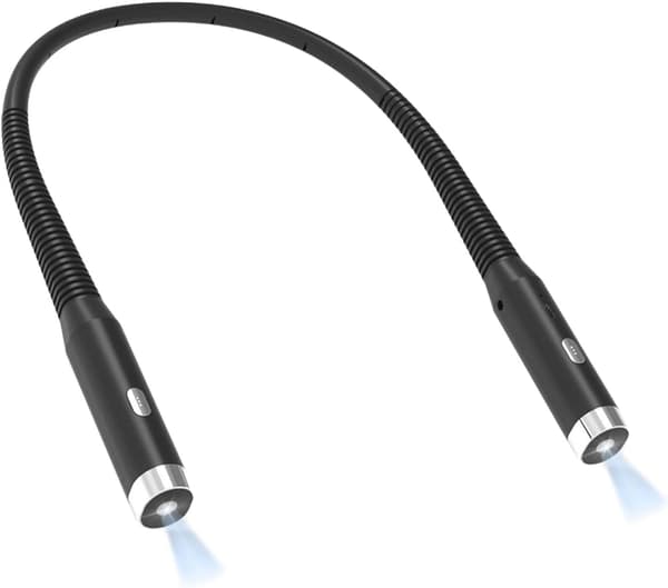 LED-halsleselys, håndfrie boklys for lesing om natten, USB oppladbart (svart) black