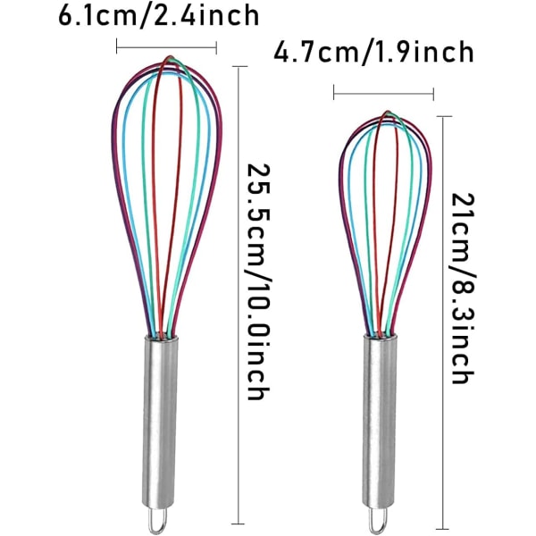 2 st silikonvispar, minivispar färgglad köksäggvisp metallhandvisp