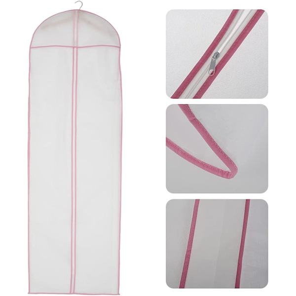 2-pack bröllopsklänningsfodral, 180 cm/70,8 tum, brudklänningsöverdrag i non-woven-tyg med dragkedjor, lång full längd