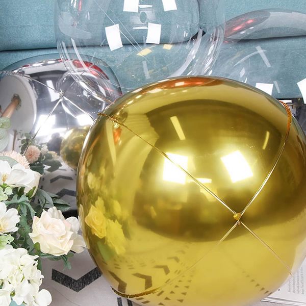 22\" Dimensionella Mylar-ballonger 4D Jätte Runda Folieballonger (Guld) 10 Stycken